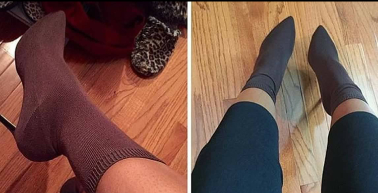 أخر صيحات الموضه الـ sock heels وهو جورب فوق الحذاء