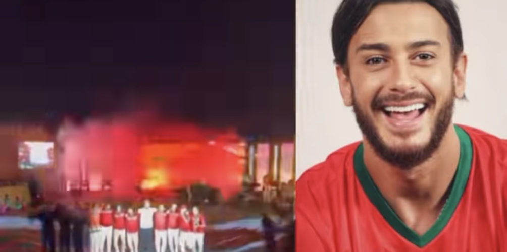 تمغربيت.. سعد لمجرد بقميص المنتخب الوطني ويغني « صوت الحسن ينادي » في حفله في قطر (فيديو)